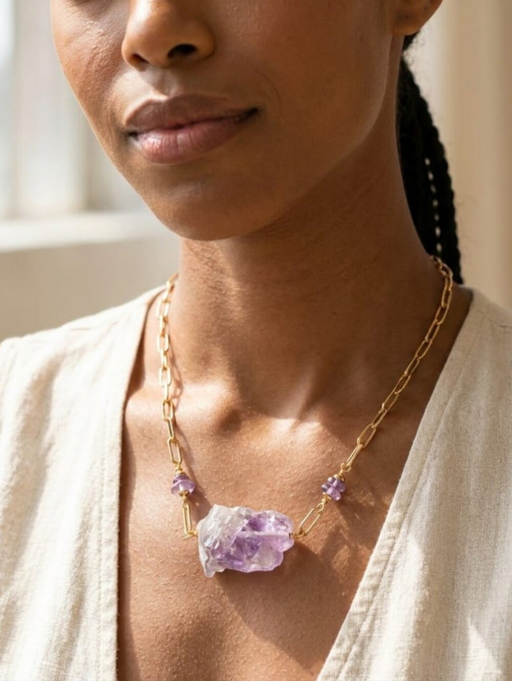 Amethyst Paperclip Necklace